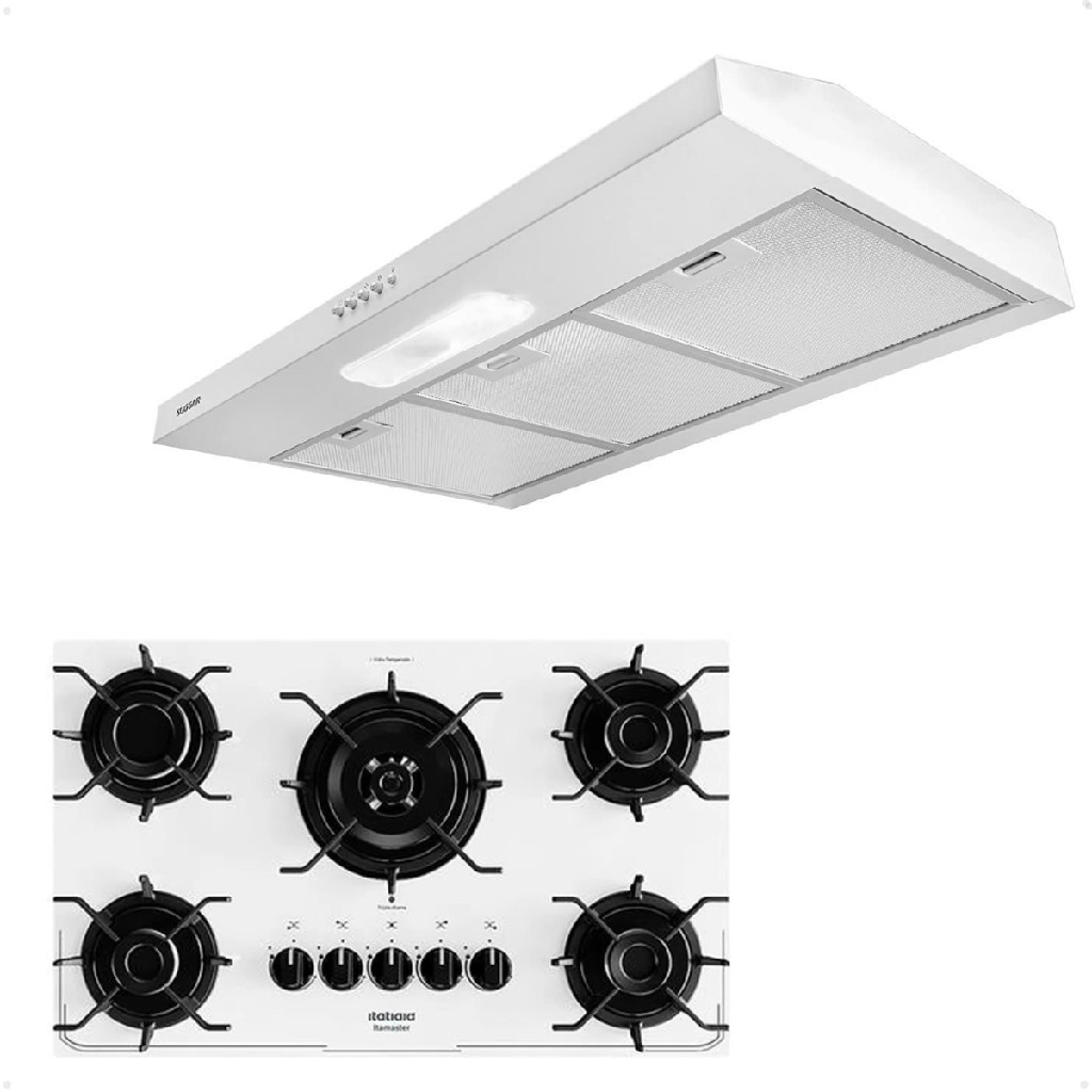 Kit Depurador De Ar 80cm + Cooktop Itamaster 5 Bocas Branco | Shopee Brasil
