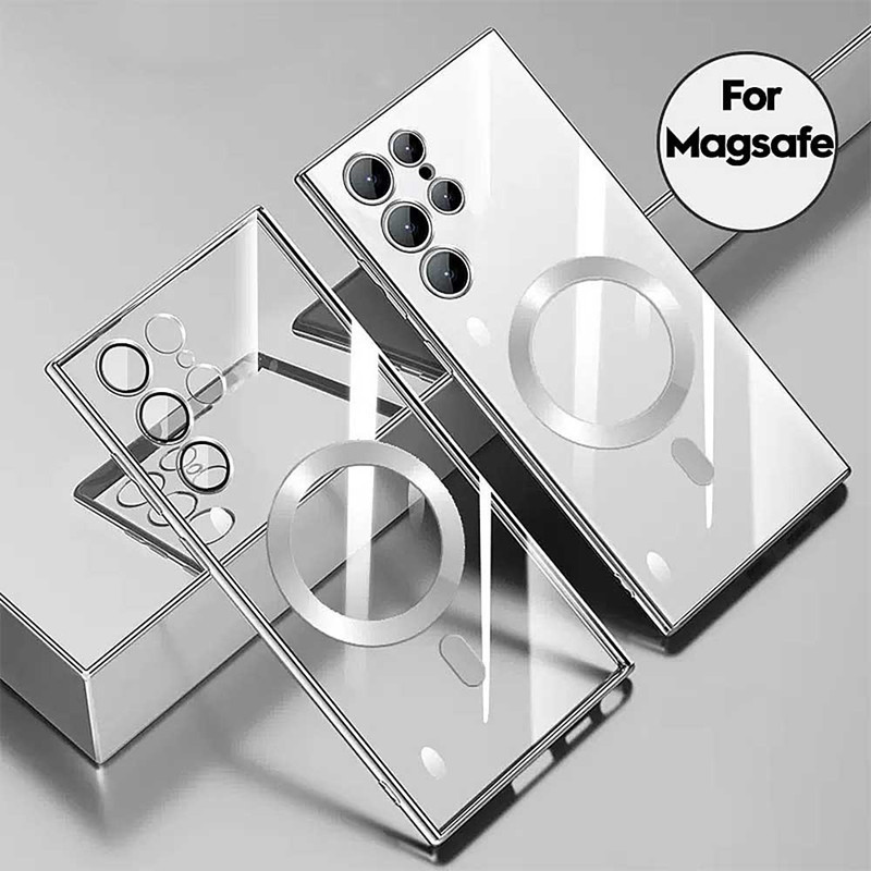 Nova Capa Sem Fio MagSafe Transparente Para Samsung Galaxy S24 S23 S22 S21 Ultra Plus S20 S23 FE Magnética Forte De Alta Qualidade