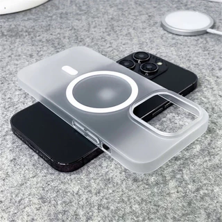 Capa Transparente De Carga Magnética Sem Fio Ultra Fina Fosca Para iPhone 15 14 Plus 13 12 Pro Max PC Rígido À Prova De Choque Magsafe