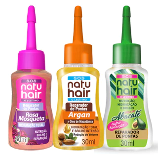 Kit Reparador de Pontas Natuhair Rosa Mosqueta + Argan + Óleo de Abacate 30ML