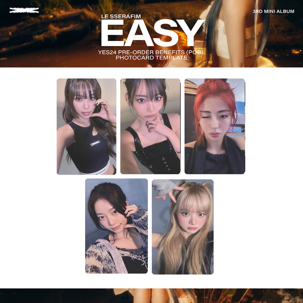 1-5pcs/set LE SSERAFIM 3rd mini Album EASY Photocards K4 POP 1-5pcs/set LE SSERAFIM 3rd mini Album EASY Photocards K4 POP