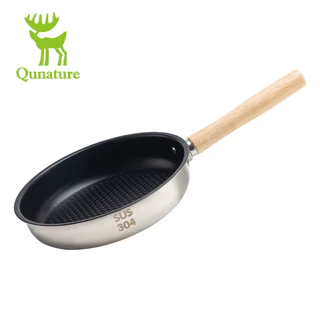 Frigideira Qunature Frying Panela Exterior 304 De Aço Inoxidável De Fundo Plano Com Cabo Destacável Ferramentas Para Camping Picnic Hiking