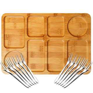 Kit Tabua Petisqueira Com 12 Garfinhos Petisco Frios Queijo