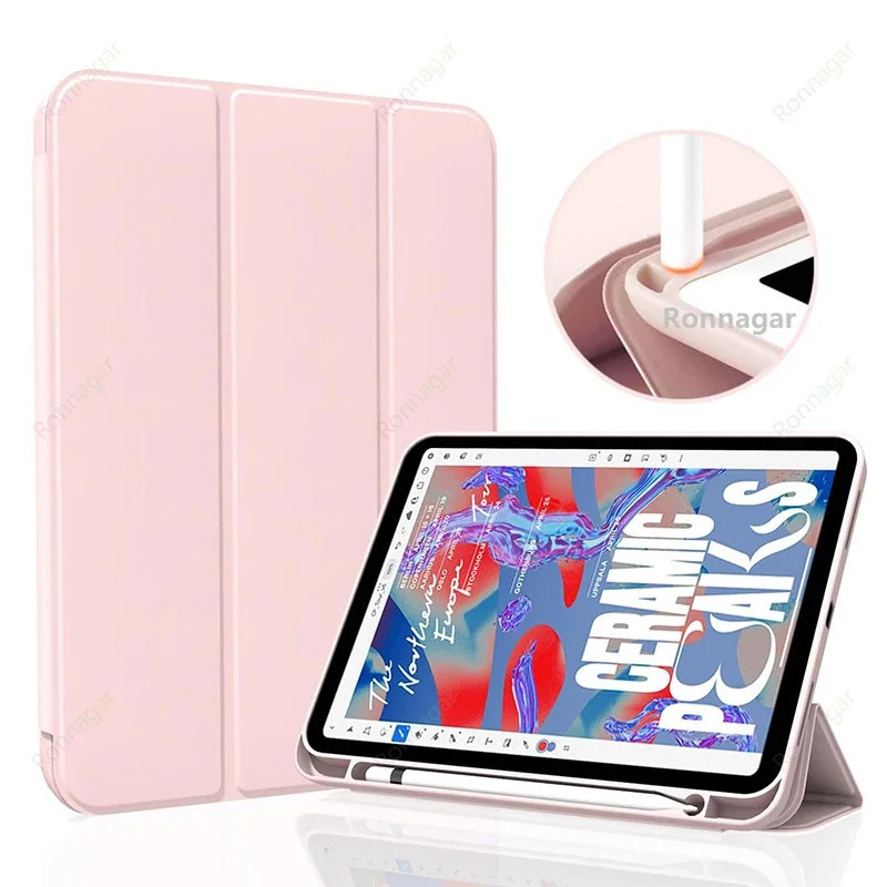 Capa Magnetico Inteligente Com Slot De Canetas Compativel Ipad Mini Air 1 2 3 5 6 Pro10.5 7 8 9 Pro 11 10 Geracao