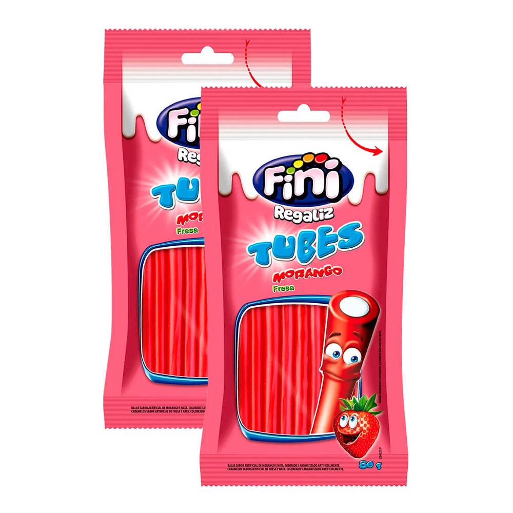 Balas Fini Tubinho de Morango Doce 80g | Kit com duas unidades | Shopee ...