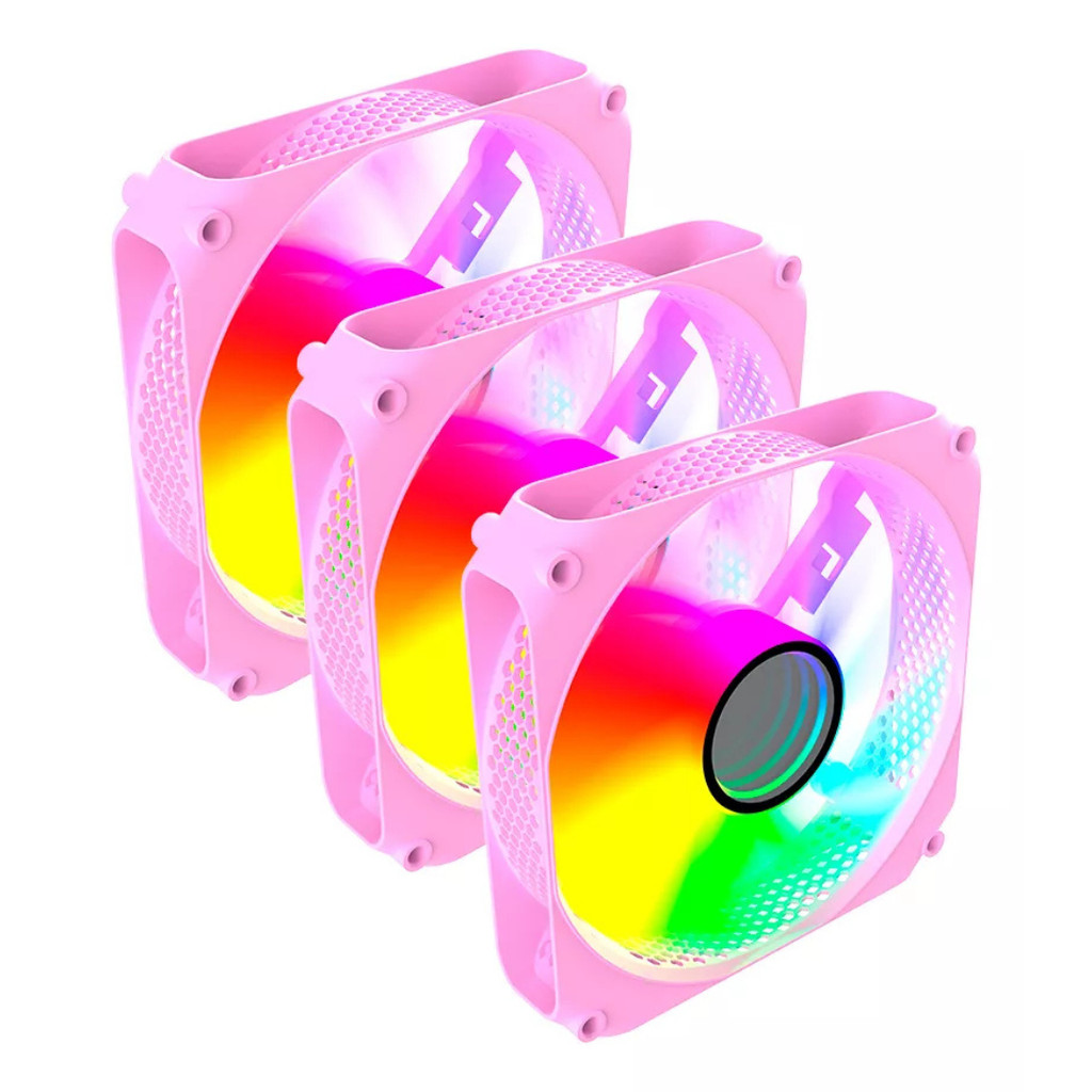Kit 3 Fan RGB Rosa Candy PC Gamer Micro Atx Itx | Shopee Brasil
