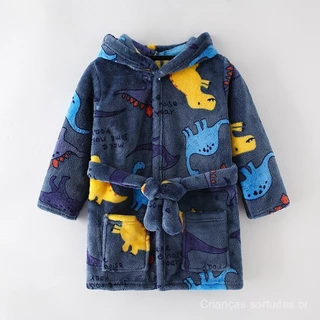 Roupas de Casa Infantil Primavera, Outono, Inverno, Pijamas de Roupão de Banho de Desenho Animado para Meninos e Meninas em Oferta na Shopee