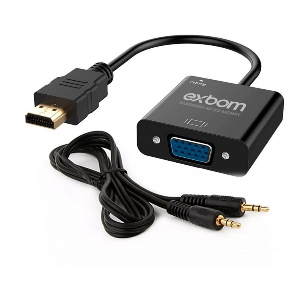 Cabo Conversor Adaptador HDMI Para VGA Com Saída P2 Áudio