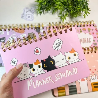 Planner Semanal Permanente Estampas Gatinhos - Pequeno 52Fls - 猫本