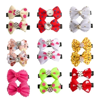 Kit 10 Pares (20 Peças) Presilhas Bico de Pato / Laço Com Pedrinha / Colorido e Delicado / Infantil - WL em Oferta na Shopee