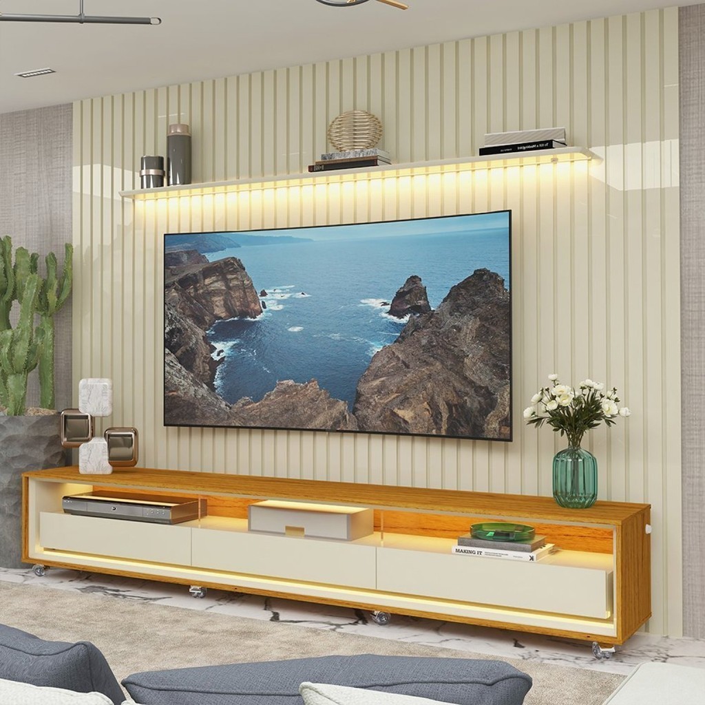 Rack com Painel para Tv até 90 Polegadas Led 3 Gavetas com Rodízios ...