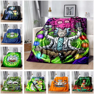 Rick E Morty anime cartoon Decoração Do Quarto Das Crianças Cobertor Sofá Da Sala De Estar Carro Ar Condicionado Flanela Macio Calor Personalizável-4