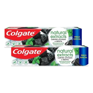 Kit 2 Creme Dental Colgate Extracts Carvão Ativado e Menta 140g em Oferta na Shopee