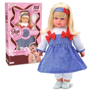 Boneca Gigi Doll Fala 105 Frases Bebê Grande 50 Cm Com Cabelo