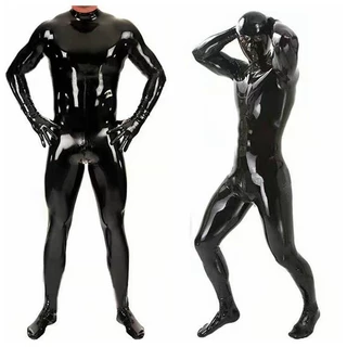 Europeu americano Plus Size látex masculino corpo Shaper Bodysuit de uma peça Sexy látex palco terno SM terno espelho tu