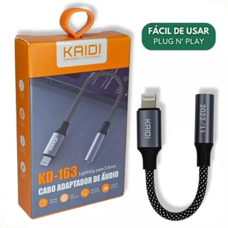 Cabo Adaptador de Áudio Lightning Para P2 Kaidi KD-163