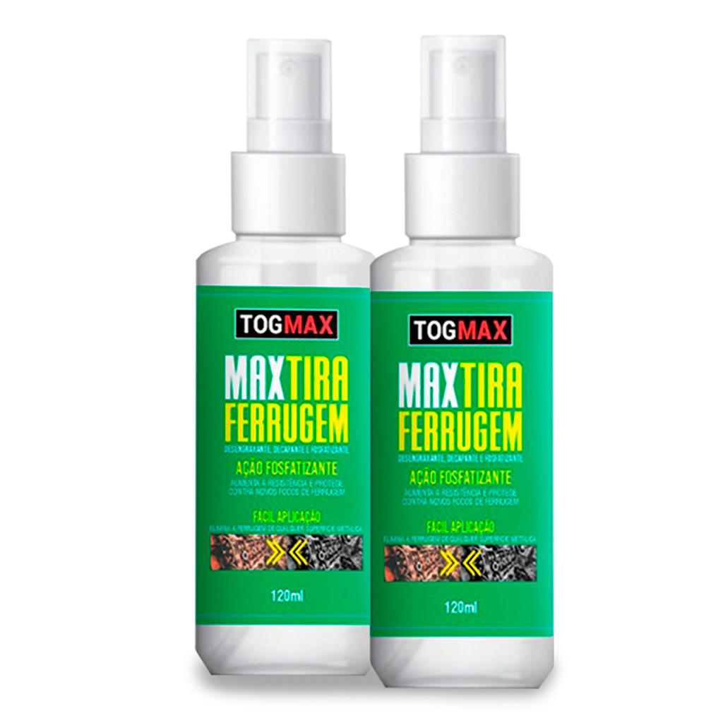 Kit 2 Unidades Tira Ferrugem 120ml Removedor Ferrugem Em Aço Limpa Oxidação Ferros Metais Cobres Inox Portões Bicicletas Portas Janelas