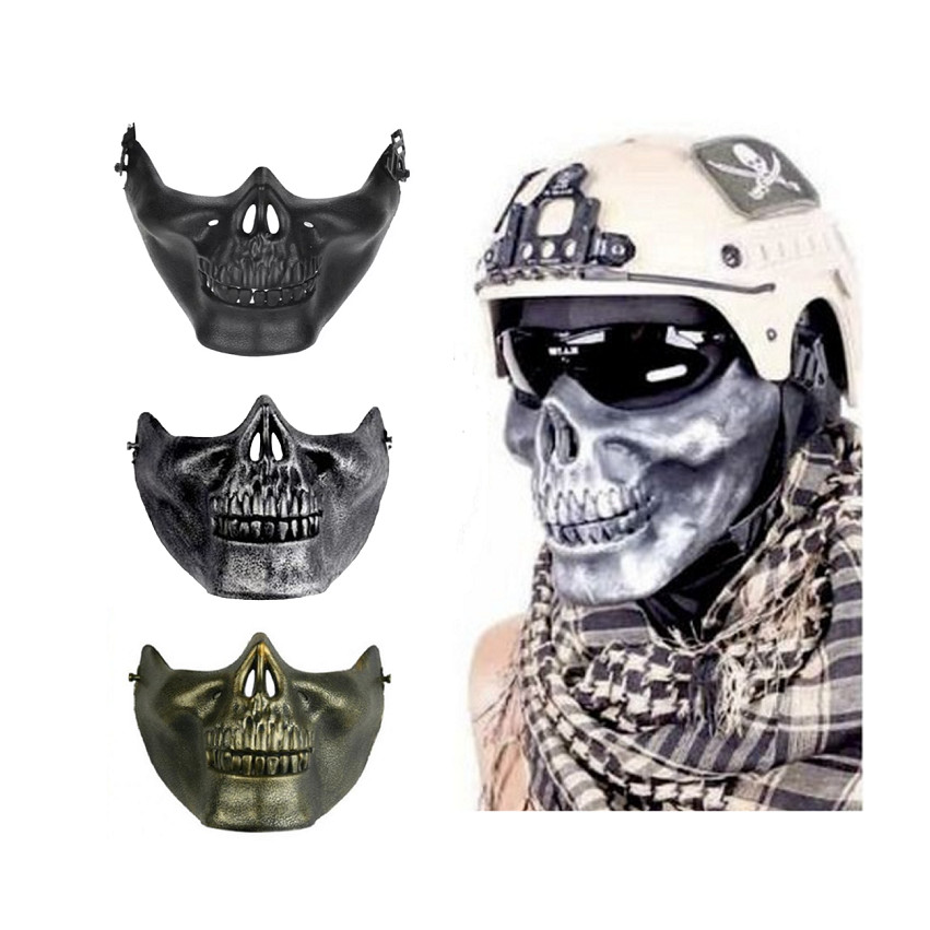 Máscara Caveira Skull Meia Face Festas Airsoft Paintball
