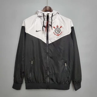 windbreaker Corinthians Camisa De Futebol Preta E Branca Casaco De Quebra-Vento Esportivo