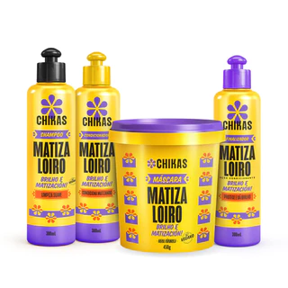 Kit Matiza Loiro Shampoo, Condicionador 300mL, Máscara 450 e Finalizador 300mL Chikas