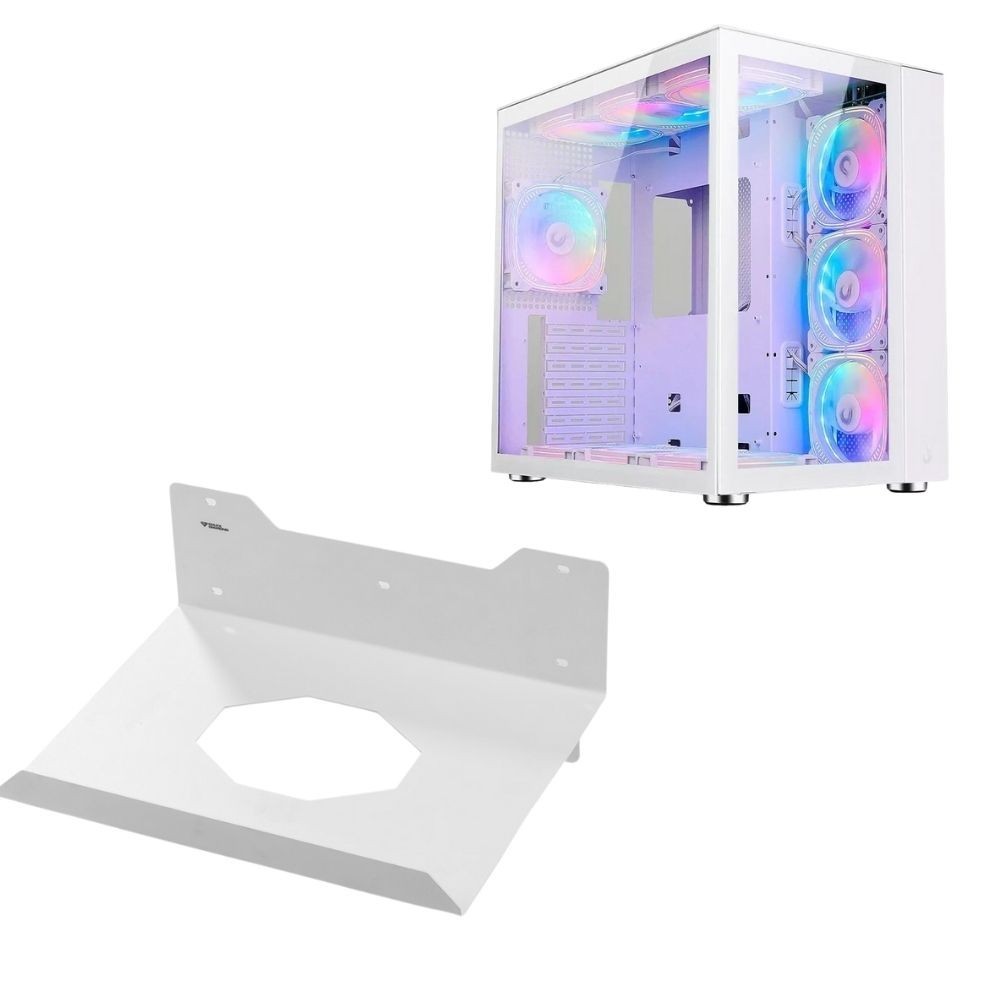 Suporte Gabinete Aquário Gamer Atx Suspenso de Parede Branco