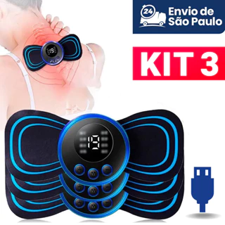 KIT Mini Massageador EMS Estimulador Elétrico De Pescoço Portátil Para Alívio Da Dor Muscular