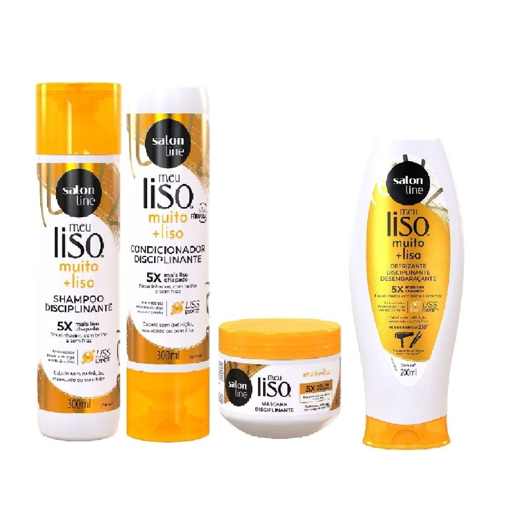 Salon Line Meu Liso Muito + Liso Kit 4 Produtos | Shopee Brasil