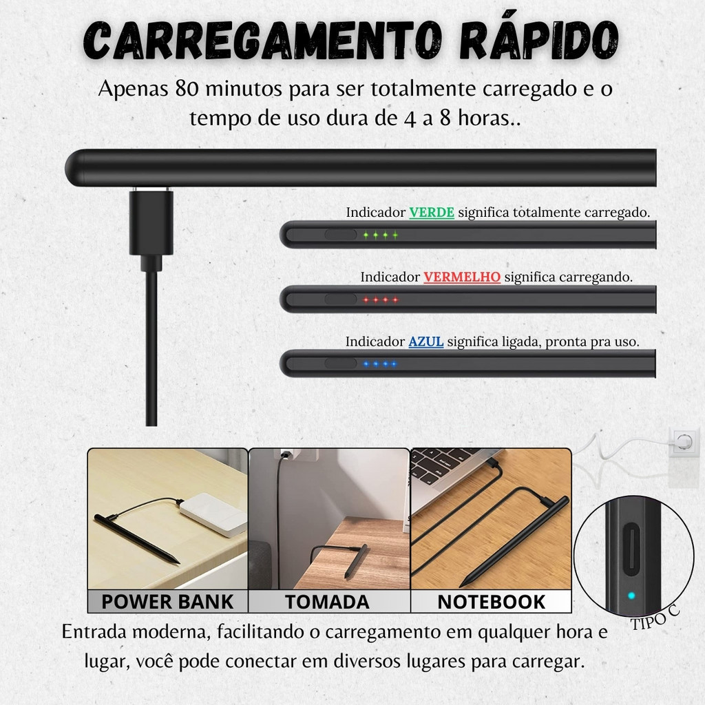 Caneta Pencil Palm Rejection Para iPad Air 6 A2902 - 11 Caneta Pencil Palm Rejection Para iPad Air 6 A2902 - 11