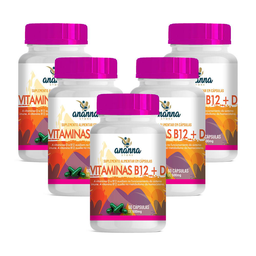 5x Suplemento Vitaminas B12 e Vitamina D 60 Caps 500mg | Shopee Brasil