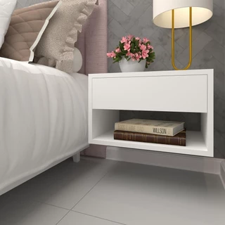 Conjunto 02 Mesas De Cabeceira Suspensa Com Gaveta Mdf 40cm