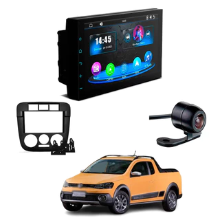 Central Multimídia CarPlay Android Faaftech 7" + Câmera Ré Borboleta Moldura Saveiro 2004 2009 2010 2011 2012 2013 2014
