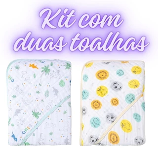 Duas Toalha de Banho Fralda Soft com Capuz para Bebê 2 Camadas Papi Karinho Enxoval Cha de Bebe