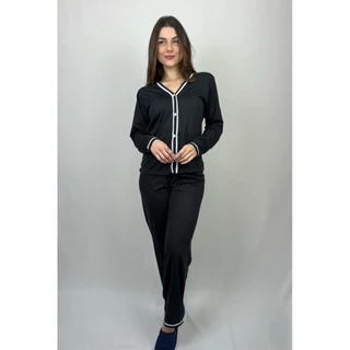 Pijama Feminino Americano Manga Longa / Pijama Blogueirinha / Pijama de Botão