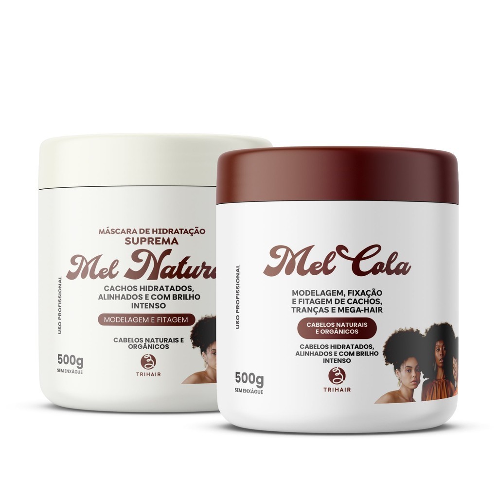 Mel Cola Trihair Para Definição Do Cabelo 500g + Máscara Mel Natural ...