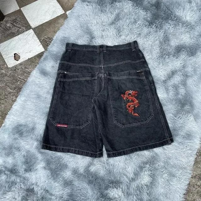 Y2K JNCO Bordados Padrões Hip Hop Loose Shorts Homens Mulheres