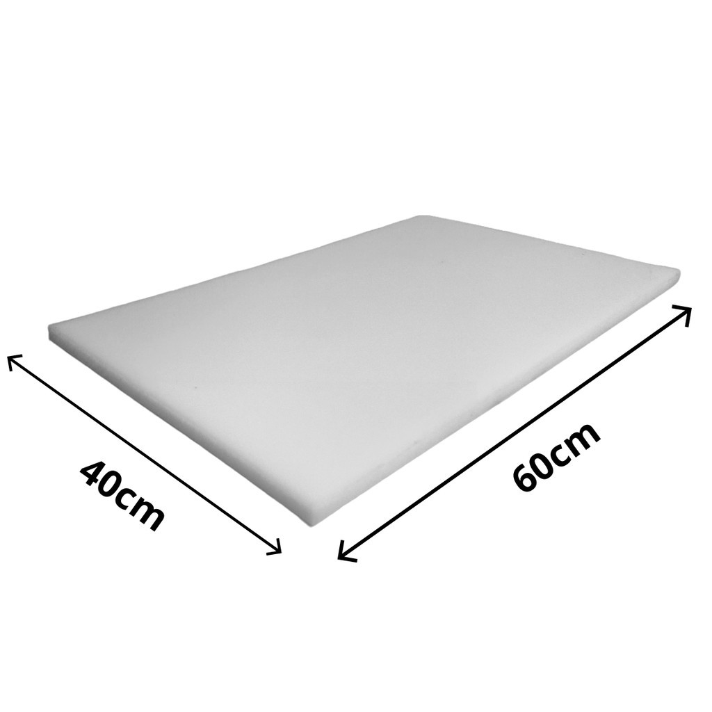 Tábua de Carne Plástica Branca Polietileno 60x40cm 10mm