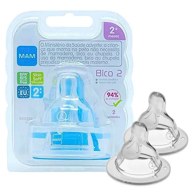2un Bico Mamadeira Nº 2 Ortodôntico Fluxo Médio 2+ Meses - Mam | Shopee ...