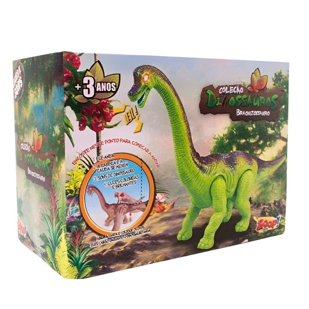 Dinossauro Braquiossauro C/som E Luz ZP00394 - Zoop Toys | Shopee