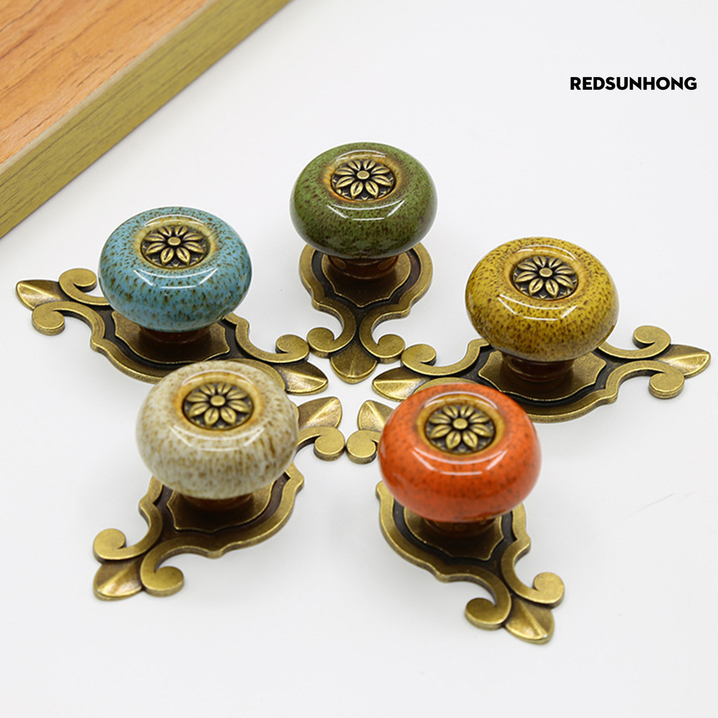 [Puxadores De Armário Compactos Gaveta De Cobre Polido Vintage Coloridos Para Casa