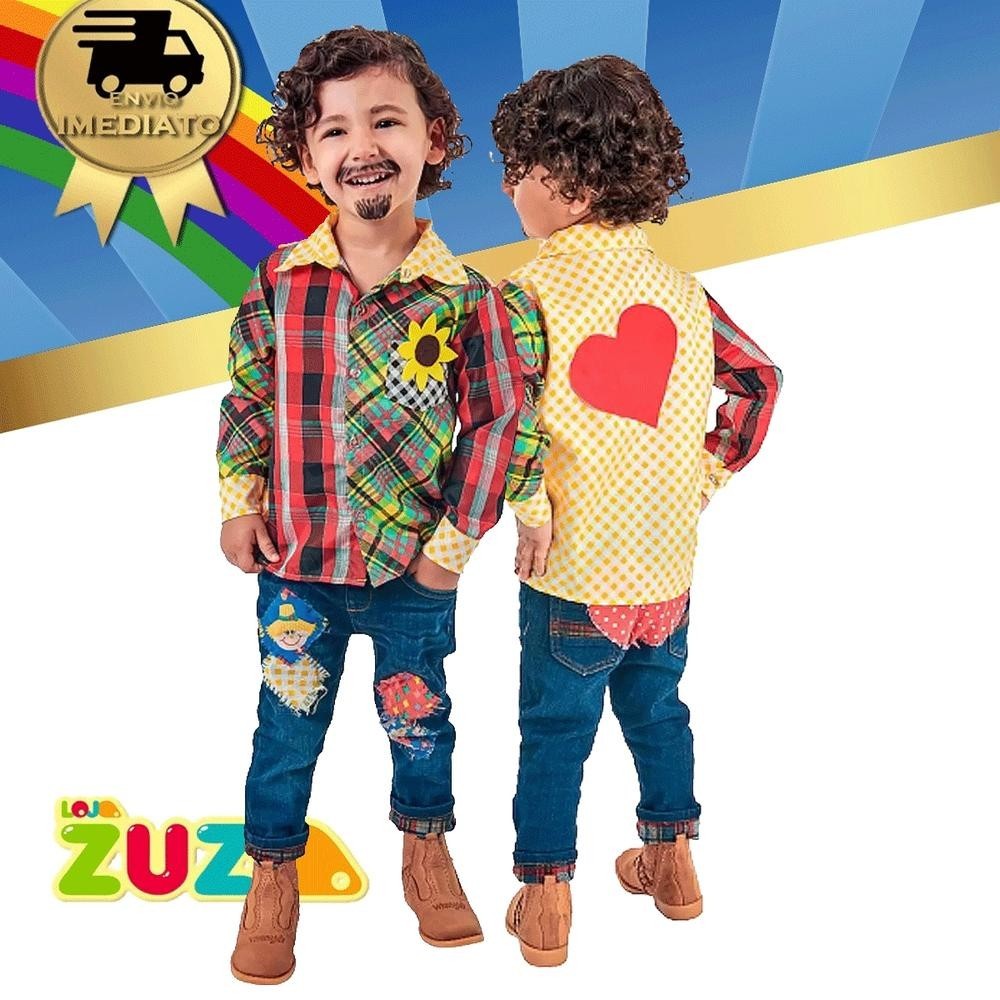 Fantasia Infantil Festa Junina Camisa Domdom Xadrez Masculina Infantil ...