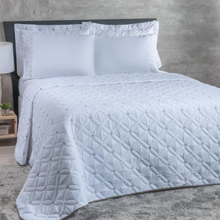 Cobre Leito Super King 6 Peças com Lençol Percal 200 Fios Bordado Ideale em Oferta na Shopee