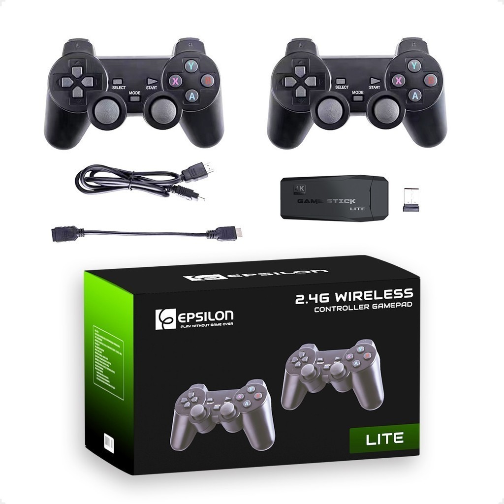 Videogame Stick 10mil Jogos 2 Controles Sem Fio Console Original Portátil Jogos Retro Antigo
