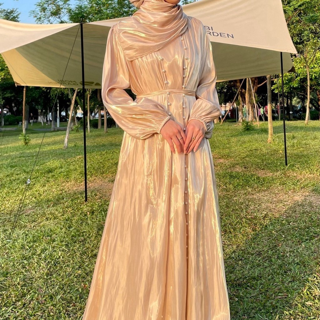 Vestido Muçulmano das Mulheres Abaya Streamer Fio Vestido Robe Oriente Médio Europa e América Vestido de Noite