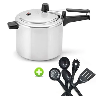 Panela de Pressão 4,5l Polida Panelux e Conjunto de Utensílios Preto 5 Peças em Oferta na Shopee