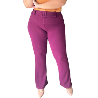 Calça Flare Bailarina Plus Size Feminina Cintura Alta