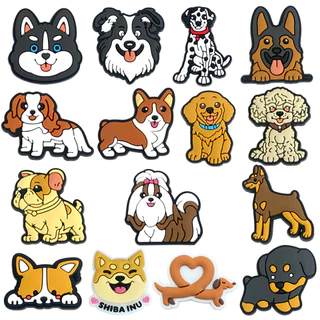 15pcs/set Jibbitz Crocs Sapatos Acessórios Fivelas Encantos Tamancos Alfinetes Criativos Cartoon Dog Shoe Charms Fit De Bricolage Decorações De Presente