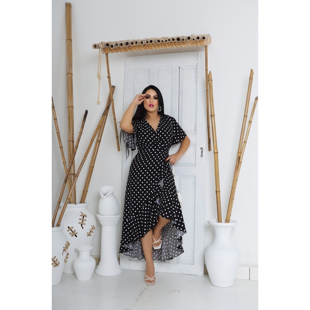 Vestido Envelope Vestido Preto De Bolinhas Vestido Envelope Poá