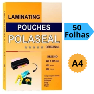 Polaseal Plástico Para Plastificação 50 Folhas A4 220x307 0.05 Plástico Com Brilho 125 Micras