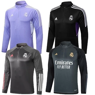 2021 2024 Real Madrid Futebol Treinamento Camisa Manga Longa Meio Zíper Equipe E4LX