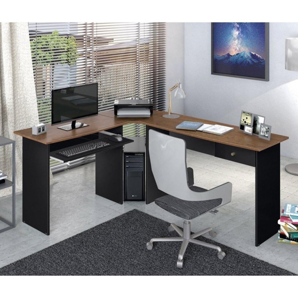 Mesa para Escritório em L 1 Gaveta Max 
